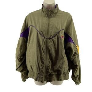 Vintage Puma Tracksuit Olive Yellow Purple Retro Rave 90s Streetwear Set Medium